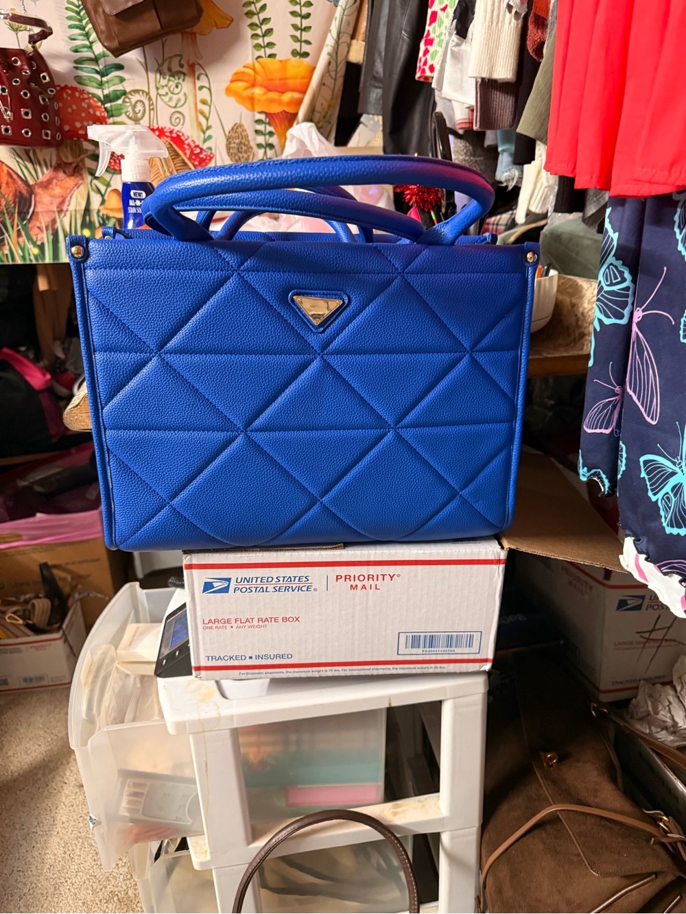 4 piece set/fashion Tote Bag in Royal Blue with smtote, crossbody, & wallet.